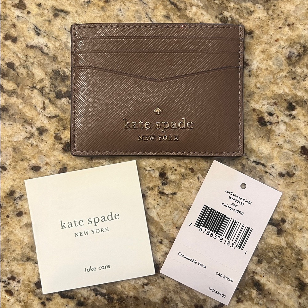 Kate Spade Grey Brown Card Holder